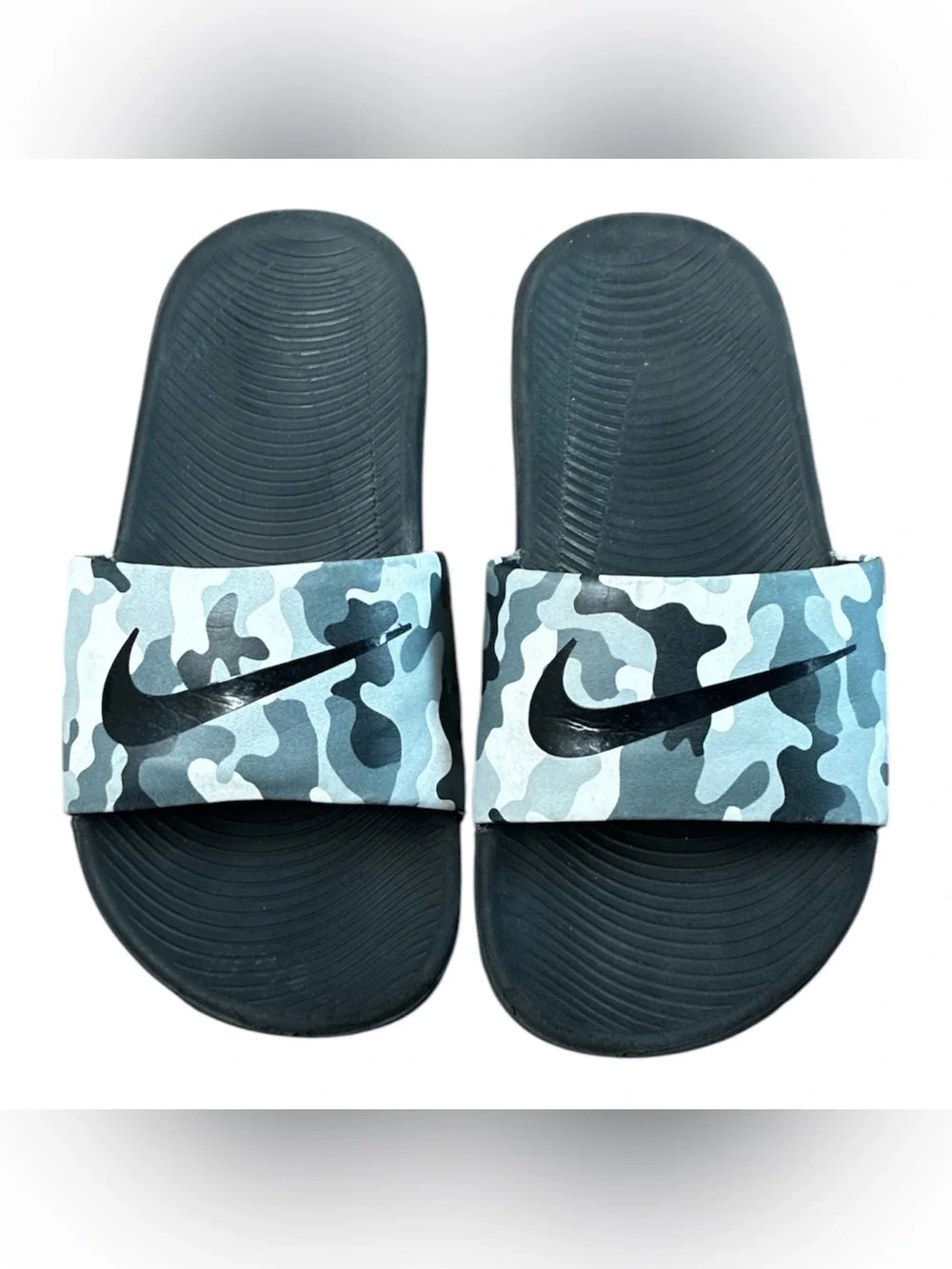 Nike Sz 12c Kawa Slide Print (Little Kid/Big Kid) Wolf Grey/Black/Cool Grey